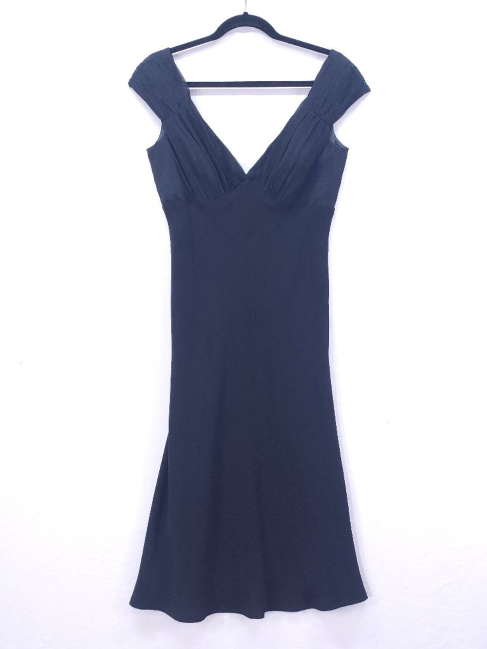 Maggie London Midi Dress Size 10 , 100% Silk Black Sexy Formal Party Low V Neck